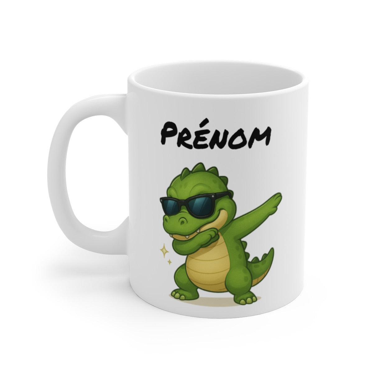 Tasse Personnalisée Crocodile Dab – Mug Prénom Reptile Mignon Lunettes Cadeau Original Garçon 325ml