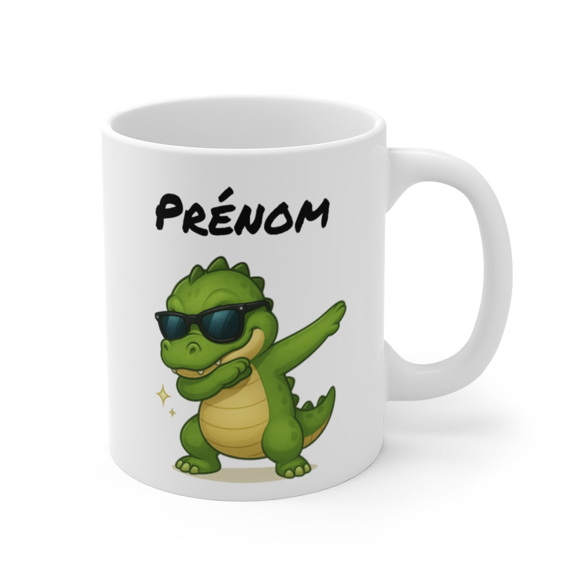 Tasse Personnalisée Crocodile Dab – Mug Prénom Reptile Mignon Lunettes Cadeau Original Garçon 325ml