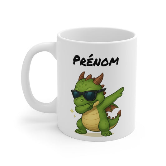 Tasse Personnalisée Dragon Dab – Mug Prénom Créature Fantastique Mignon Lunettes Cadeau Original 325ml
