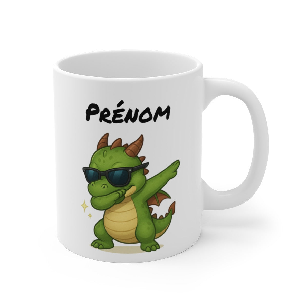 Tasse Personnalisée Dragon Dab – Mug Prénom Créature Fantastique Mignon Lunettes Cadeau Original 325ml