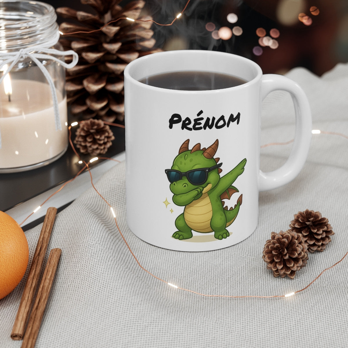 Tasse Personnalisée Dragon Dab – Mug Prénom Créature Fantastique Mignon Lunettes Cadeau Original 325ml