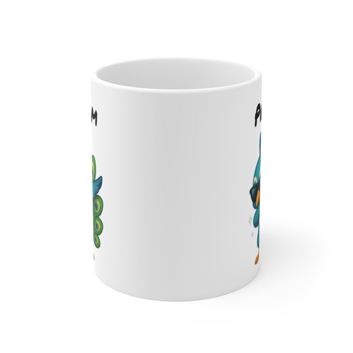 Mug Personnalisé Paon qui Dab – Illustration Tropicale Colorée avec Prénom – Cadeau Oiseau Stylé et Rigolo