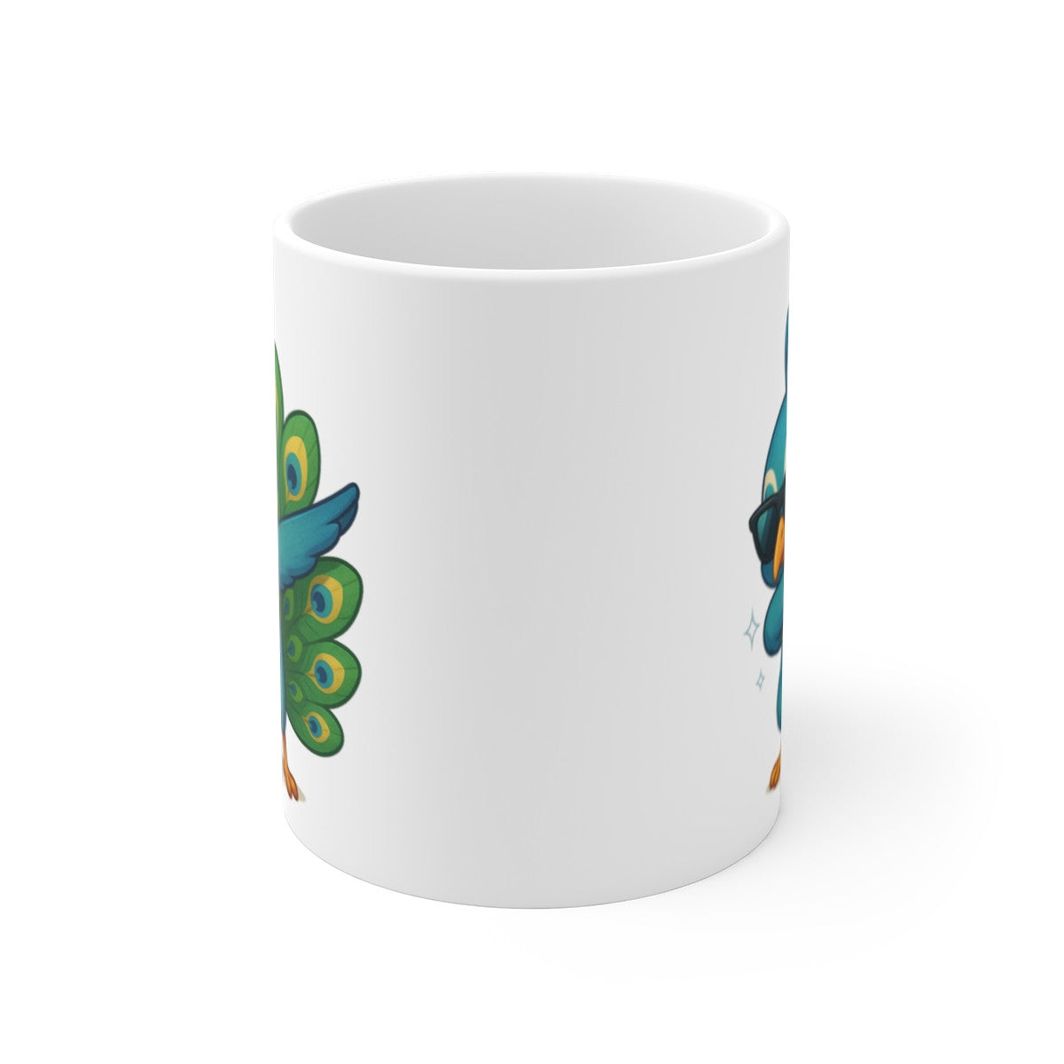 Tasse Paon Dab – Mug Oiseau Coloré Tropical Lunettes Cadeau Drôle et Original 325ml