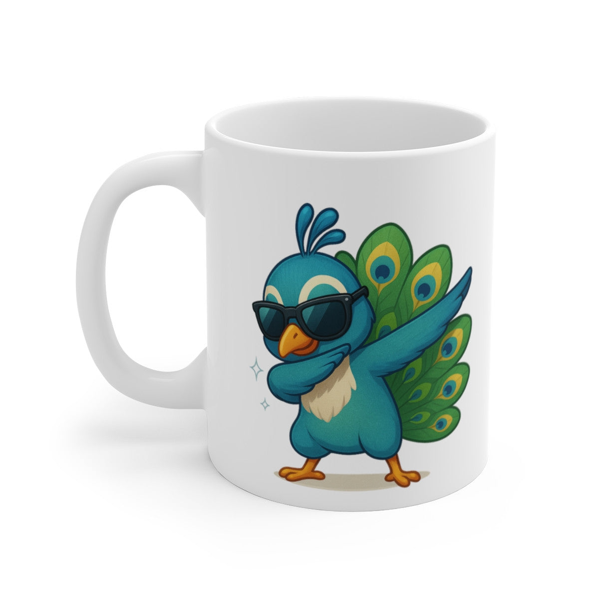 Tasse Paon Dab – Mug Oiseau Coloré Tropical Lunettes Cadeau Drôle et Original 325ml