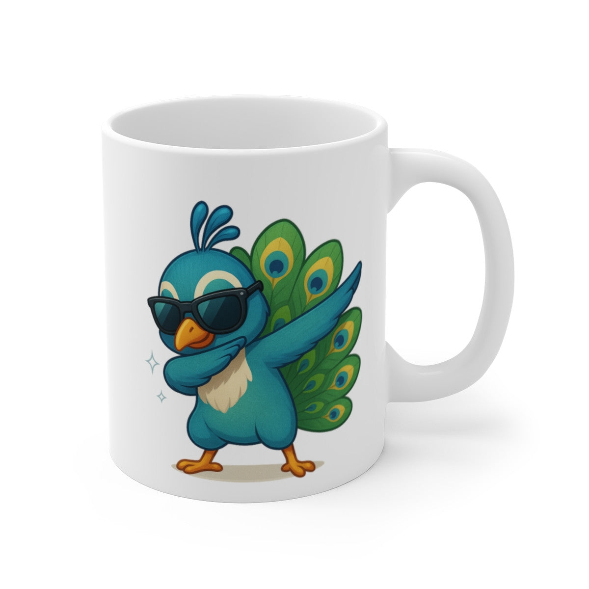 Tasse Paon Dab – Mug Oiseau Coloré Tropical Lunettes Cadeau Drôle et Original 325ml
