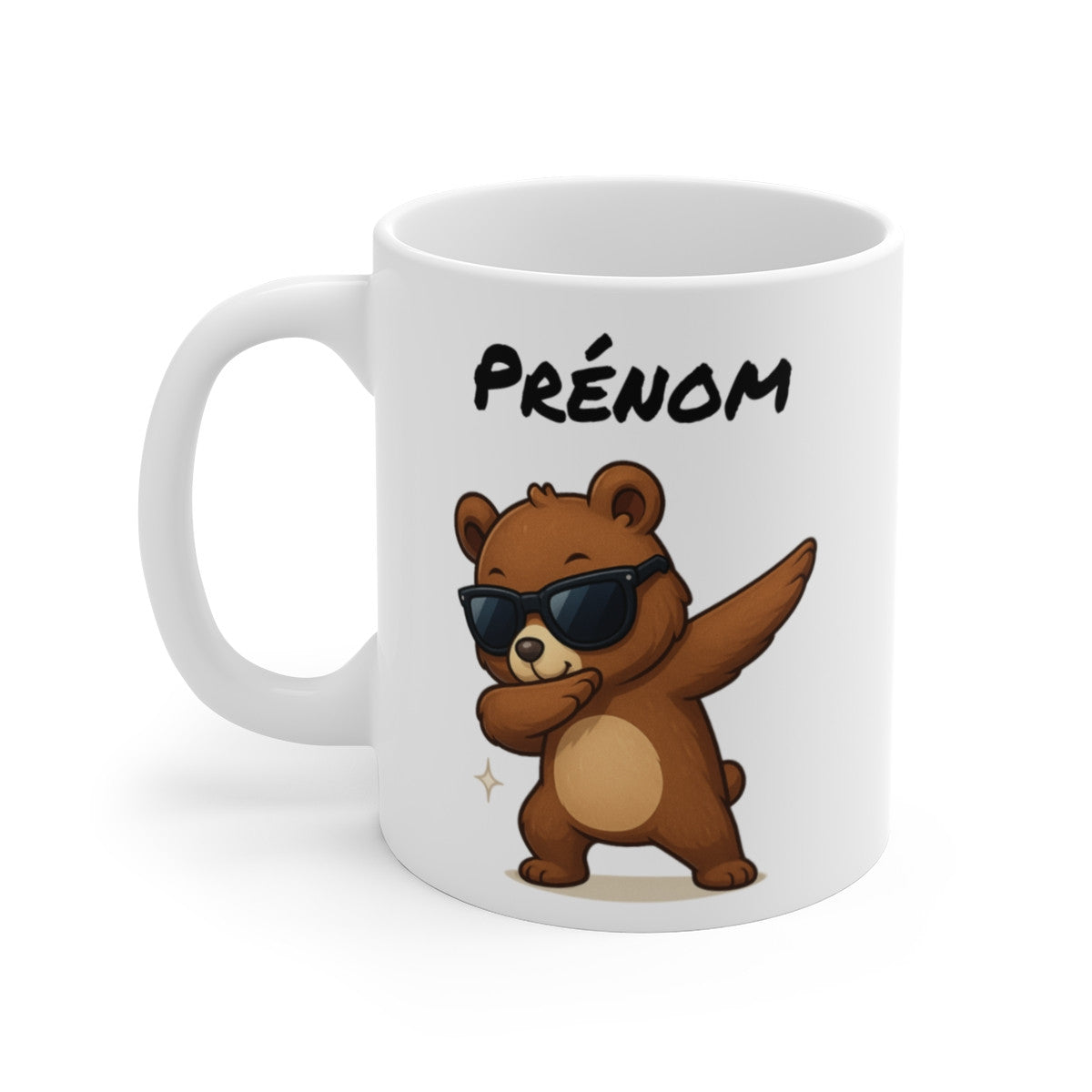 Tasse Personnalisable Ourson Dab – Mug Prénom Enfant Animal Mignon Lunettes 325ml Cadeau