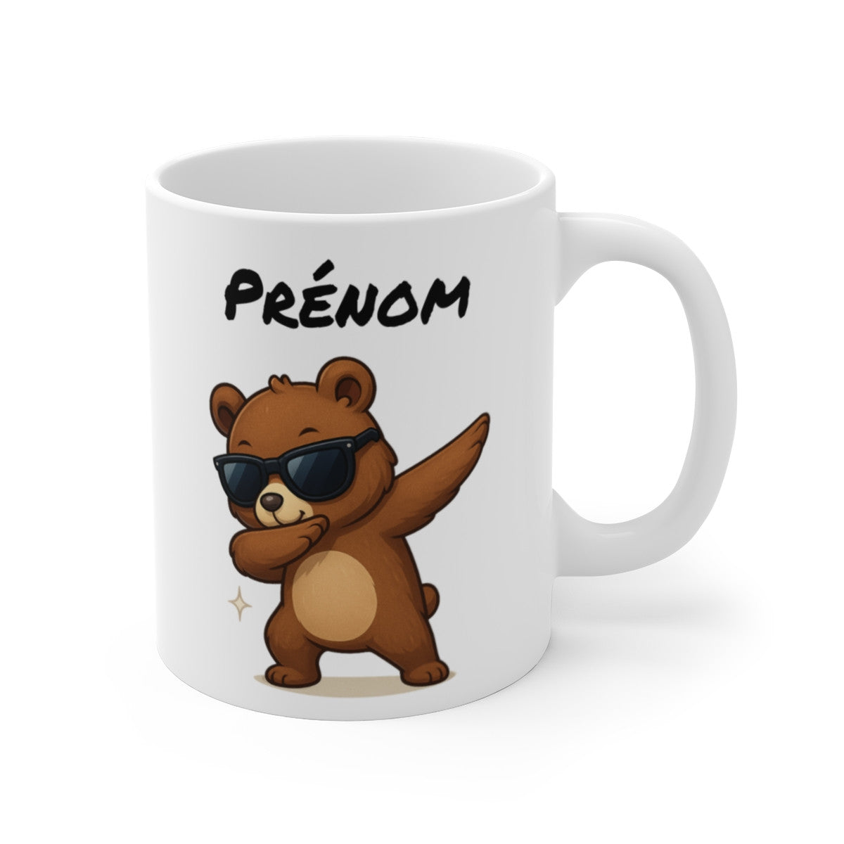 Tasse Personnalisable Ourson Dab – Mug Prénom Enfant Animal Mignon Lunettes 325ml Cadeau