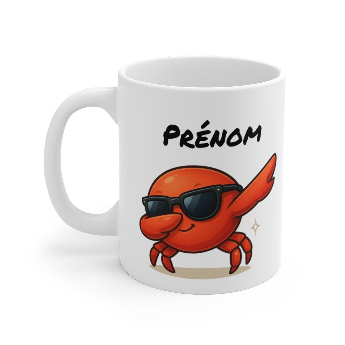 Tasse Crabe Personnalisable Dab – Mug Prénom Animal Marin Marrant Rouge 325ml