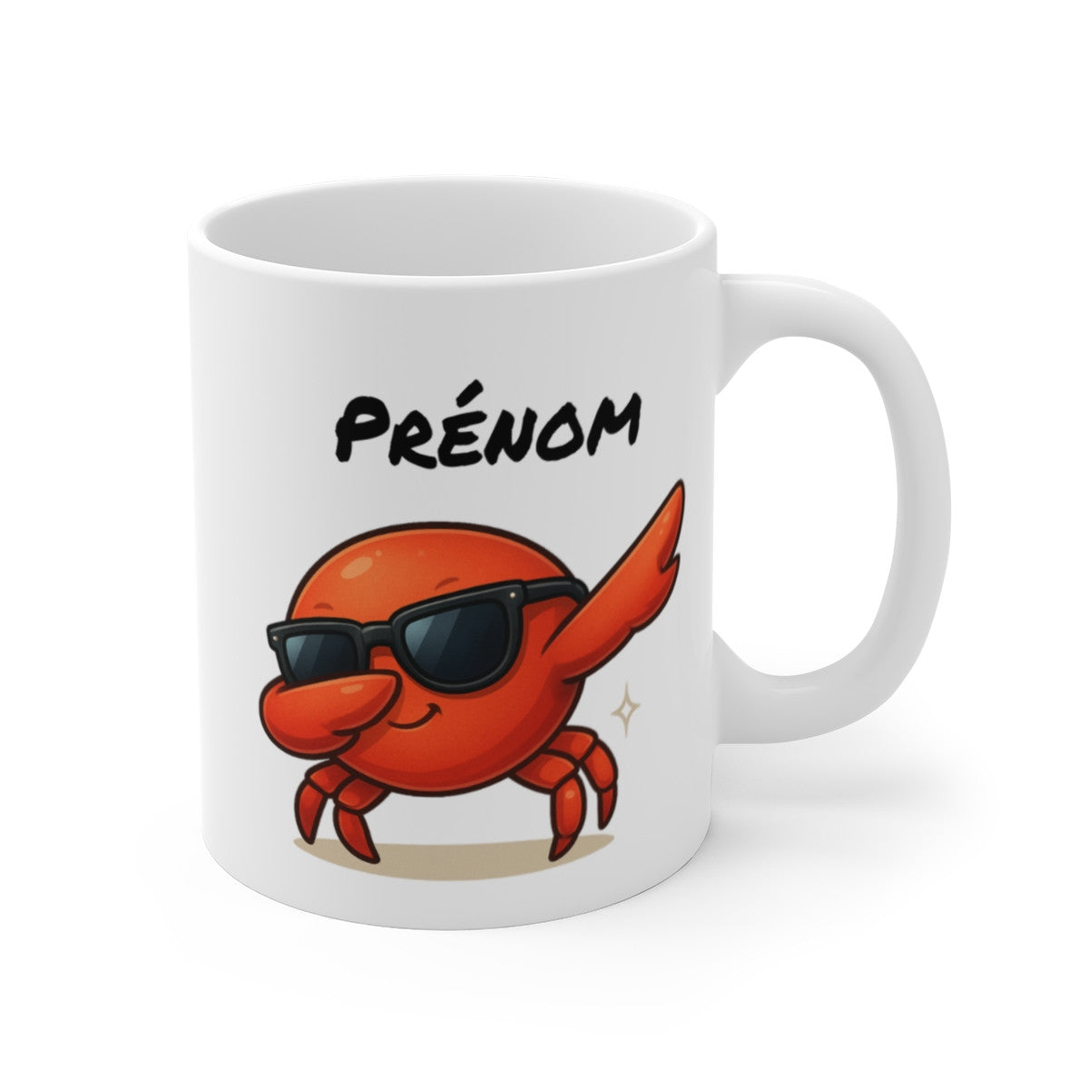 Tasse Crabe Personnalisable Dab – Mug Prénom Animal Marin Marrant Rouge 325ml