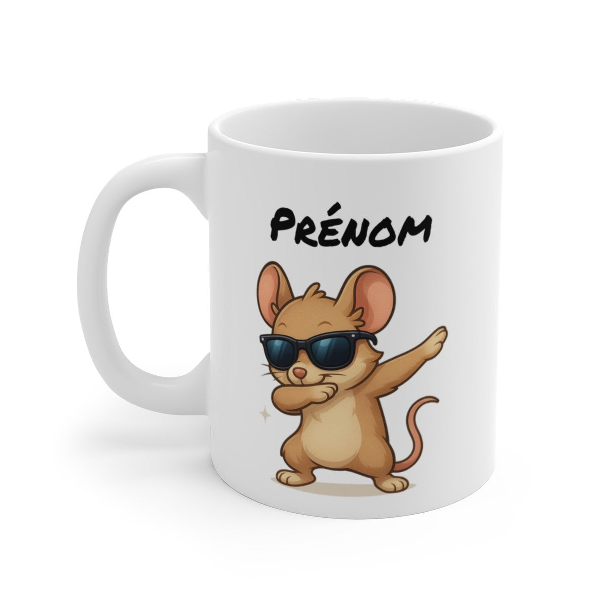 Tasse Souris Dab Personnalisable – Mug Prénom Animal Mignon Marron – Cadeau Fun 325ml