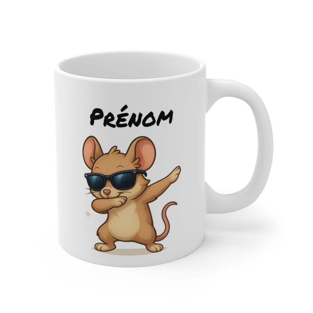 Tasse Souris Dab Personnalisable – Mug Prénom Animal Mignon Marron – Cadeau Fun 325ml