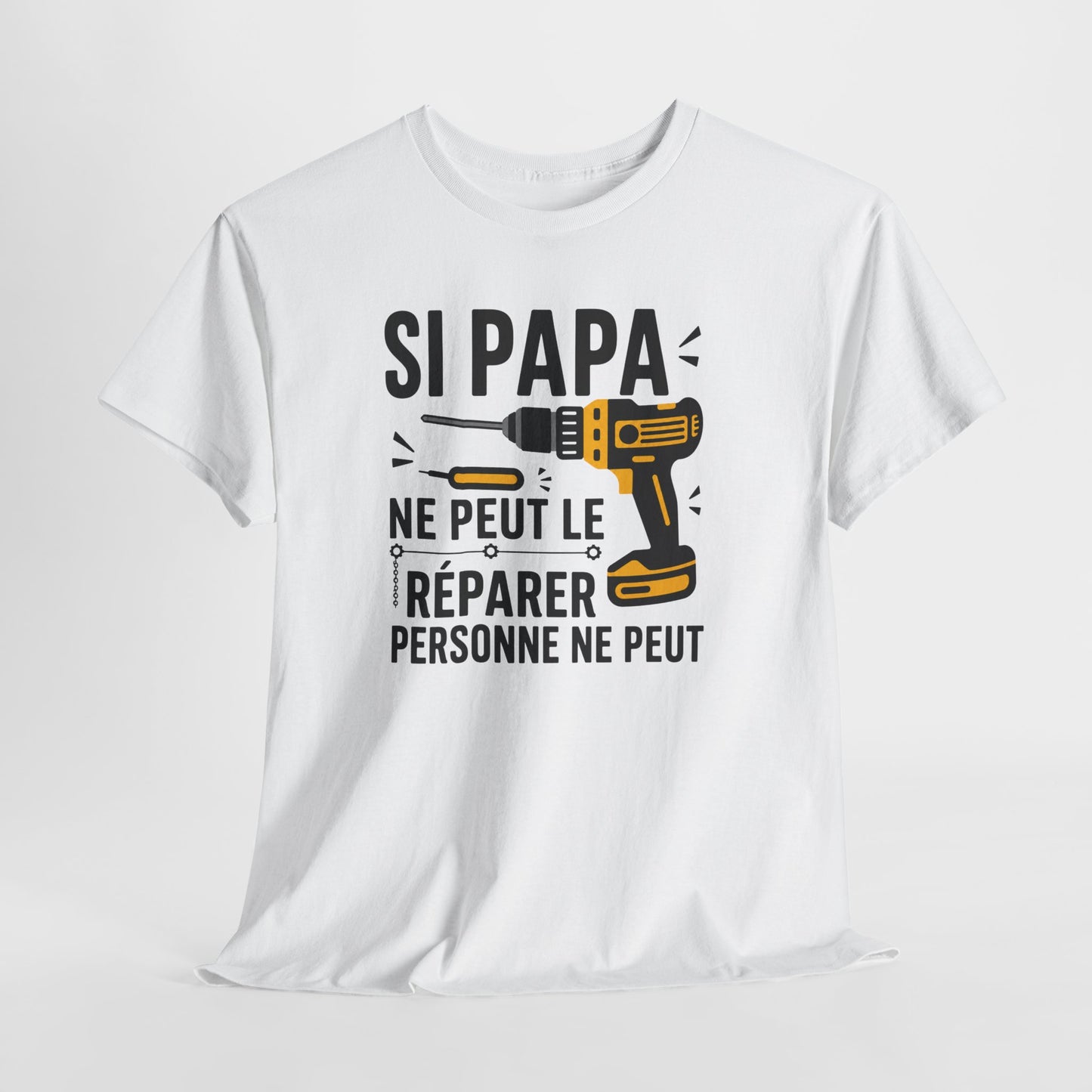 Tee-Shirt Papa Bricoleur Humour – Cadeau Père Bricolage Atelier Outils Perceuse Homme