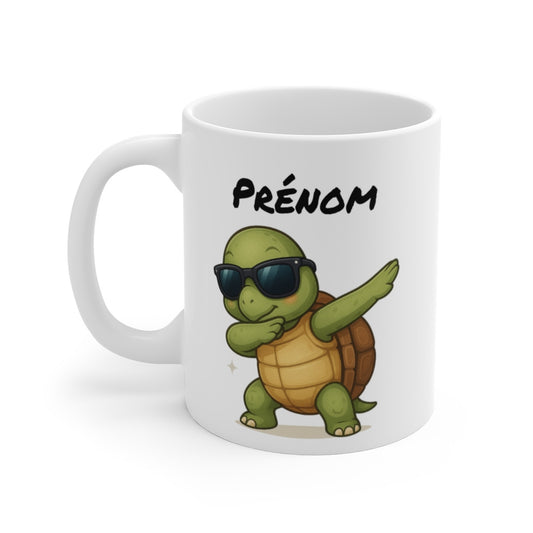 Tasse Tortue Dab Personnalisable – Mug Prénom Original – Cadeau Animal Mignon Enfant 325ml
