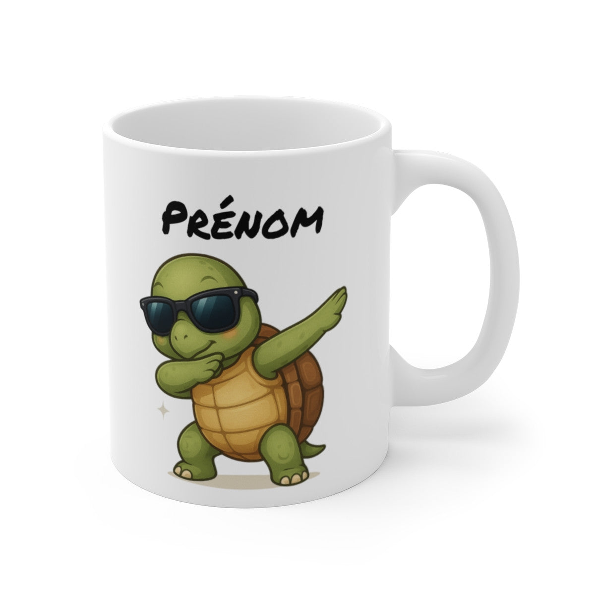 Tasse Tortue Dab Personnalisable – Mug Prénom Original – Cadeau Animal Mignon Enfant 325ml