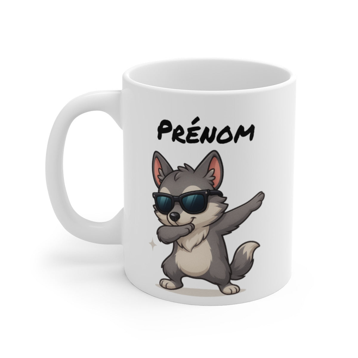 Tasse Loup Dab Personnalisable – Mug Prénom Original – Cadeau Animal Mignon Enfant 325ml