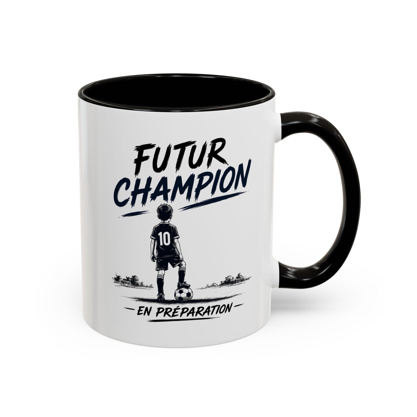 Mug Futur Champion en Préparation – Tasse Football Garçon Numéro 10, Cadeau Original pour Passionné de Foot, Idée Cadeau Anniversaire Noël Noir Bleu Rouge