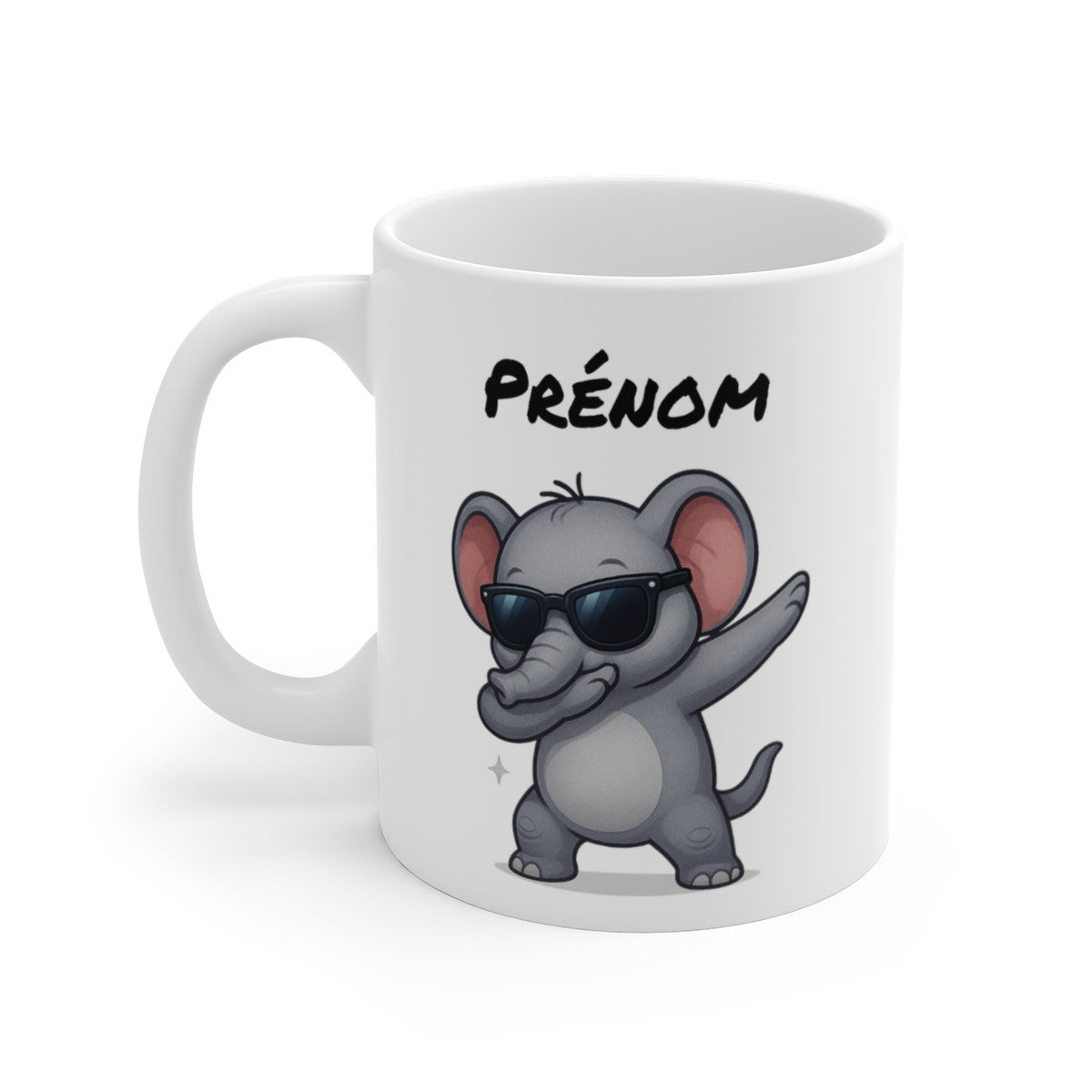 Tasse Éléphant Dab avec Prénom – Mug Personnalisable Enfant Animaux Mignons – Cadeau Amusant 325ml