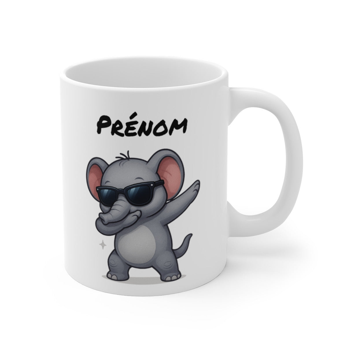 Tasse Éléphant Dab avec Prénom – Mug Personnalisable Enfant Animaux Mignons – Cadeau Amusant 325ml