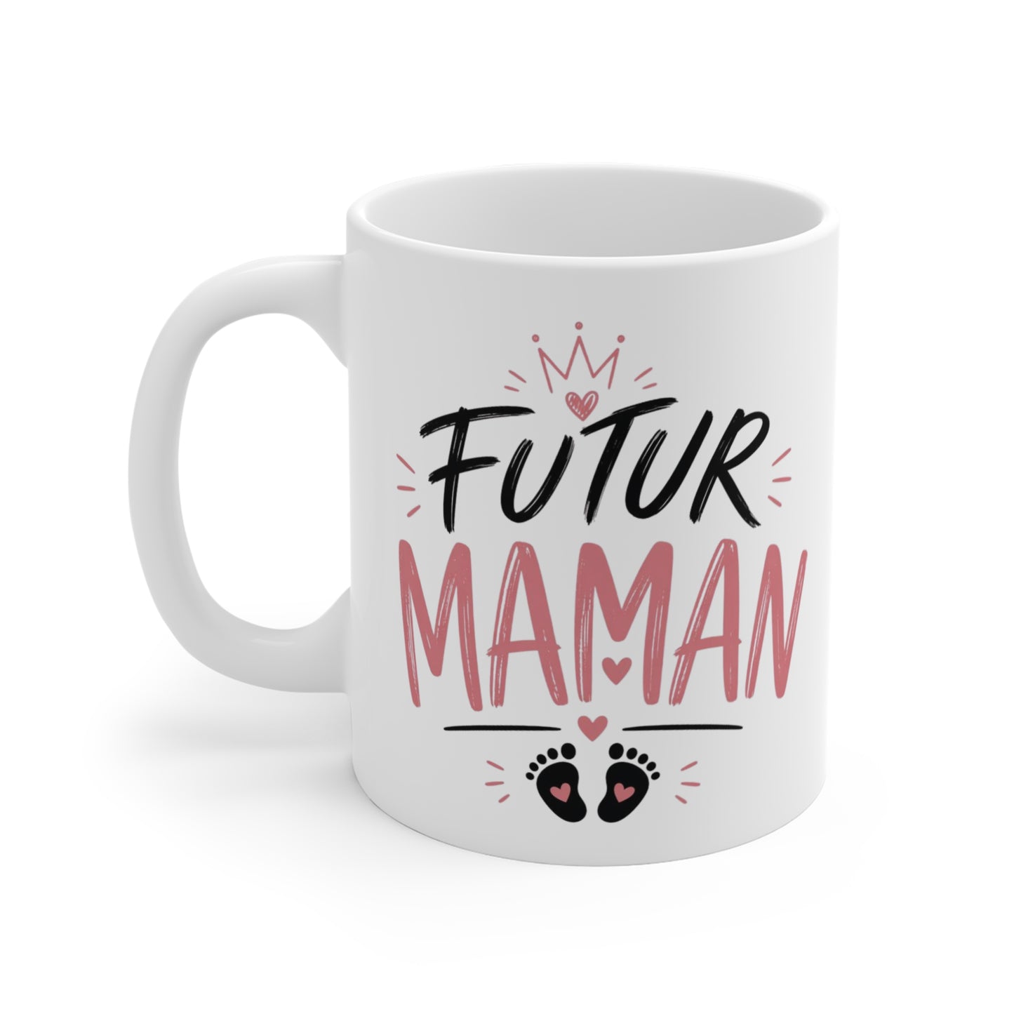 Tasse Futur Maman – Mug Grossesse Rose et Noir – Cadeau Future Maman Femme Enceinte 325ml