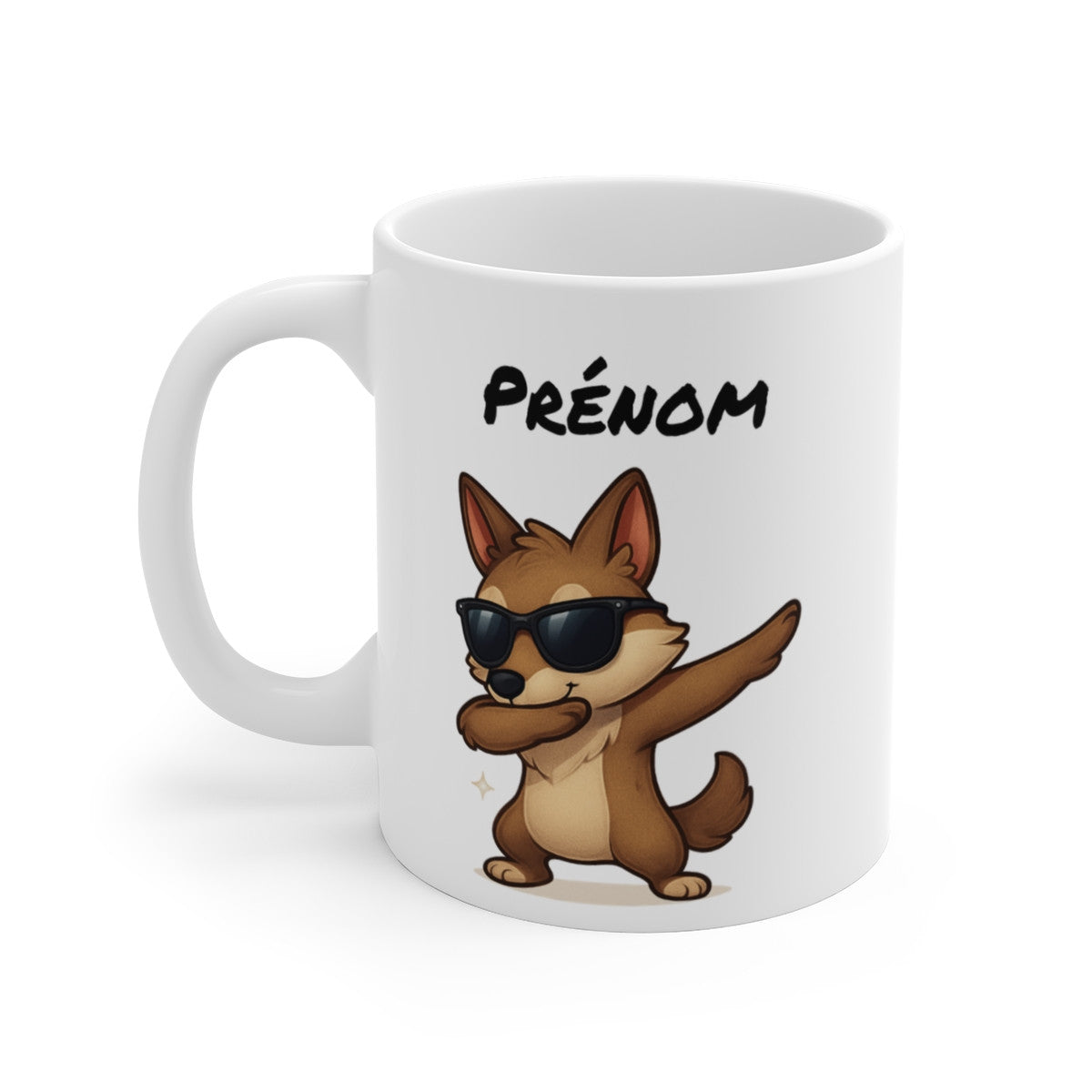 Tasse Loup Dab Personnalisée avec Prénom – Mug Enfant Loup Rigolo – Cadeau Original 325 ml