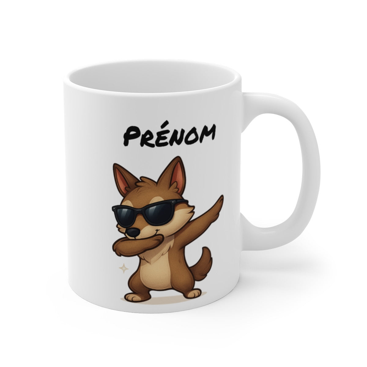 Tasse Loup Dab Personnalisée avec Prénom – Mug Enfant Loup Rigolo – Cadeau Original 325 ml