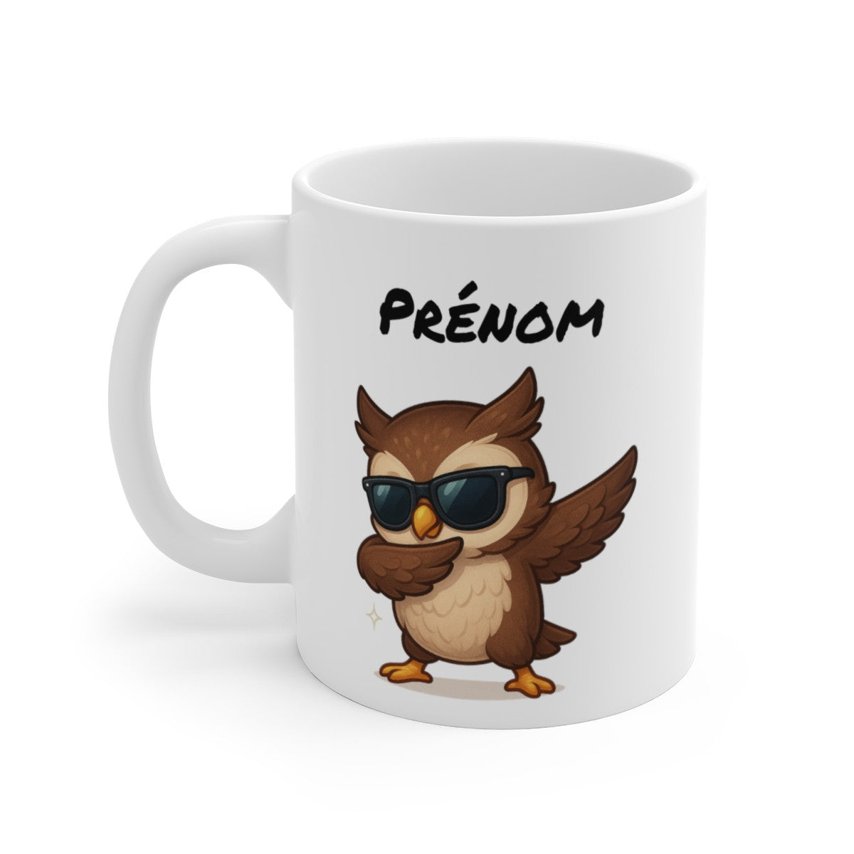 Tasse Hibou Dab Personnalisée – Mug Chouette Drôle avec Prénom – Cadeau Enfant ou Maître/Prof – 325 ml