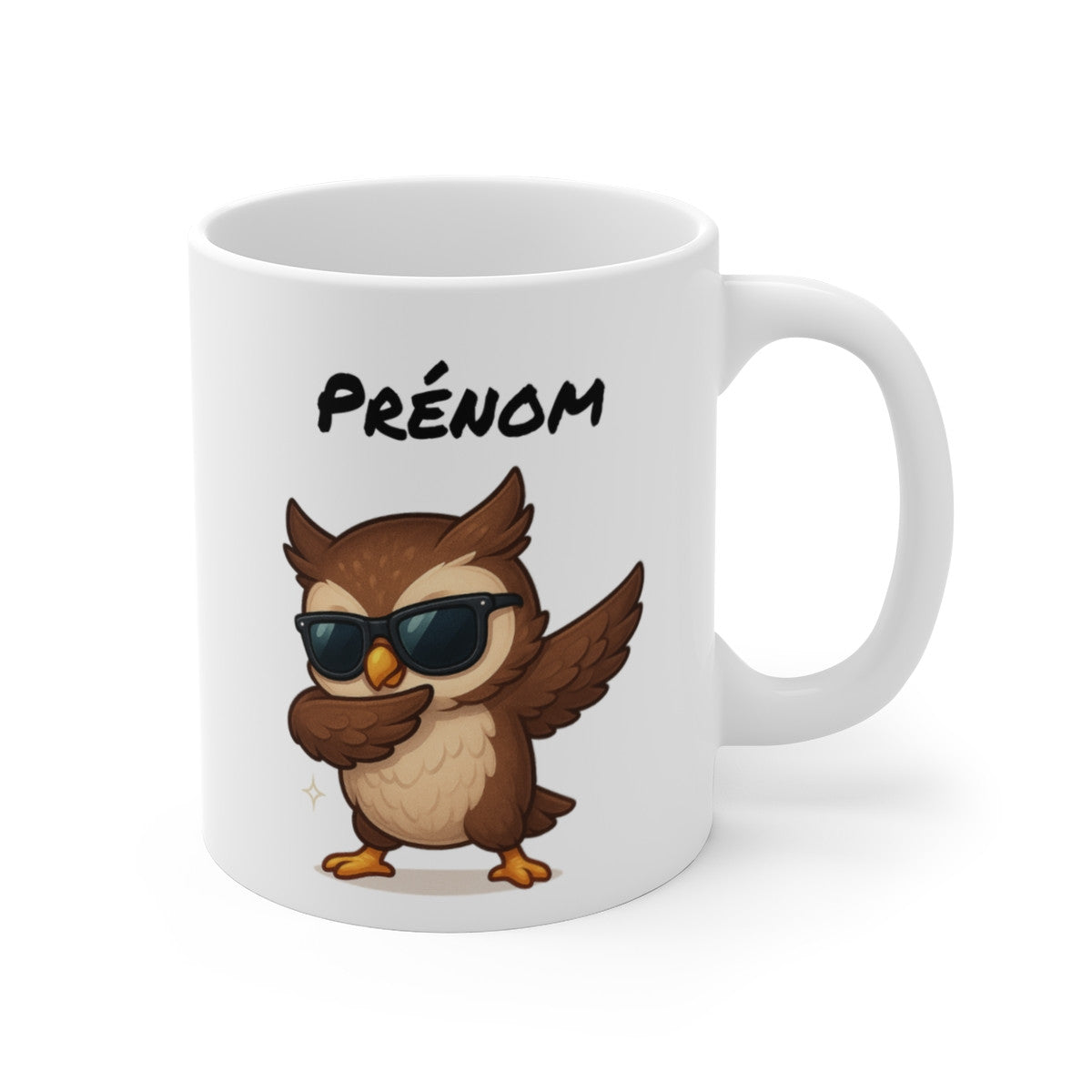 Tasse Hibou Dab Personnalisée – Mug Chouette Drôle avec Prénom – Cadeau Enfant ou Maître/Prof – 325 ml
