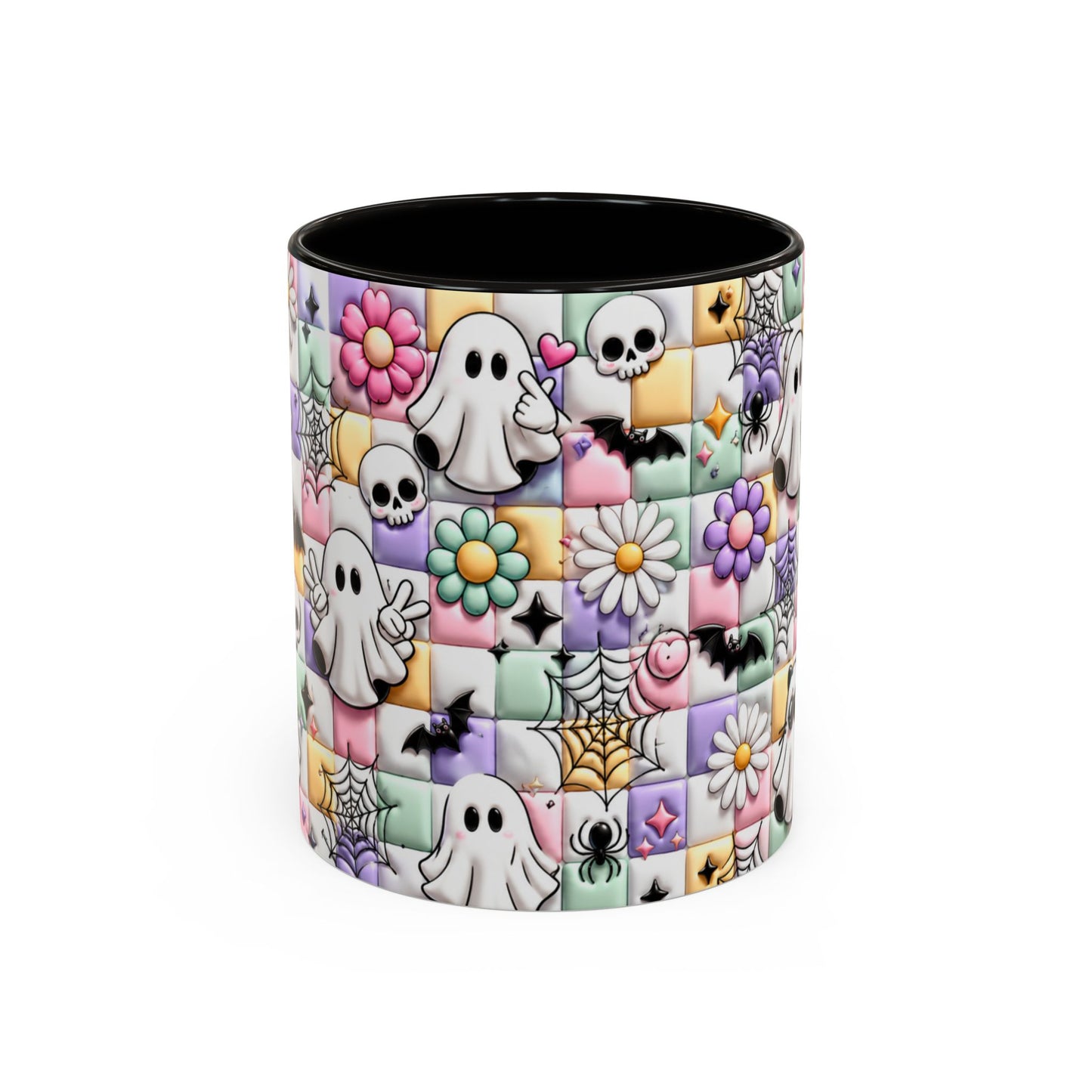 Tasse Fantômes Kawaii Halloween – Mug Cute Goth Pastel avec Chauves-Souris et Toiles – Cadeau Femme Fille 325ml