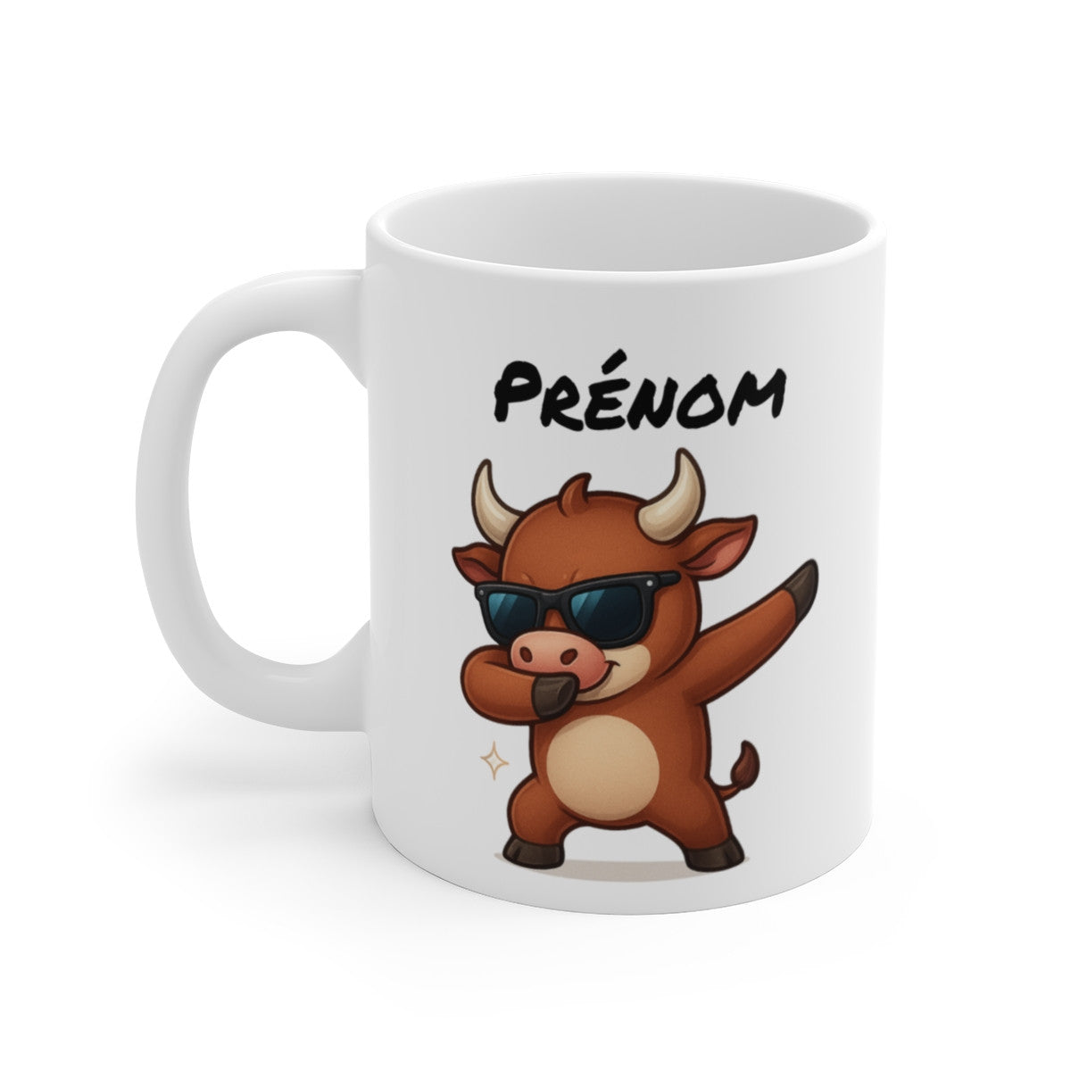 Tasse Taureau Dab Personnalisée – Mug Drôle avec Prénom – Cadeau Rigolo Enfant, Collègue ou Maître – 325 ml