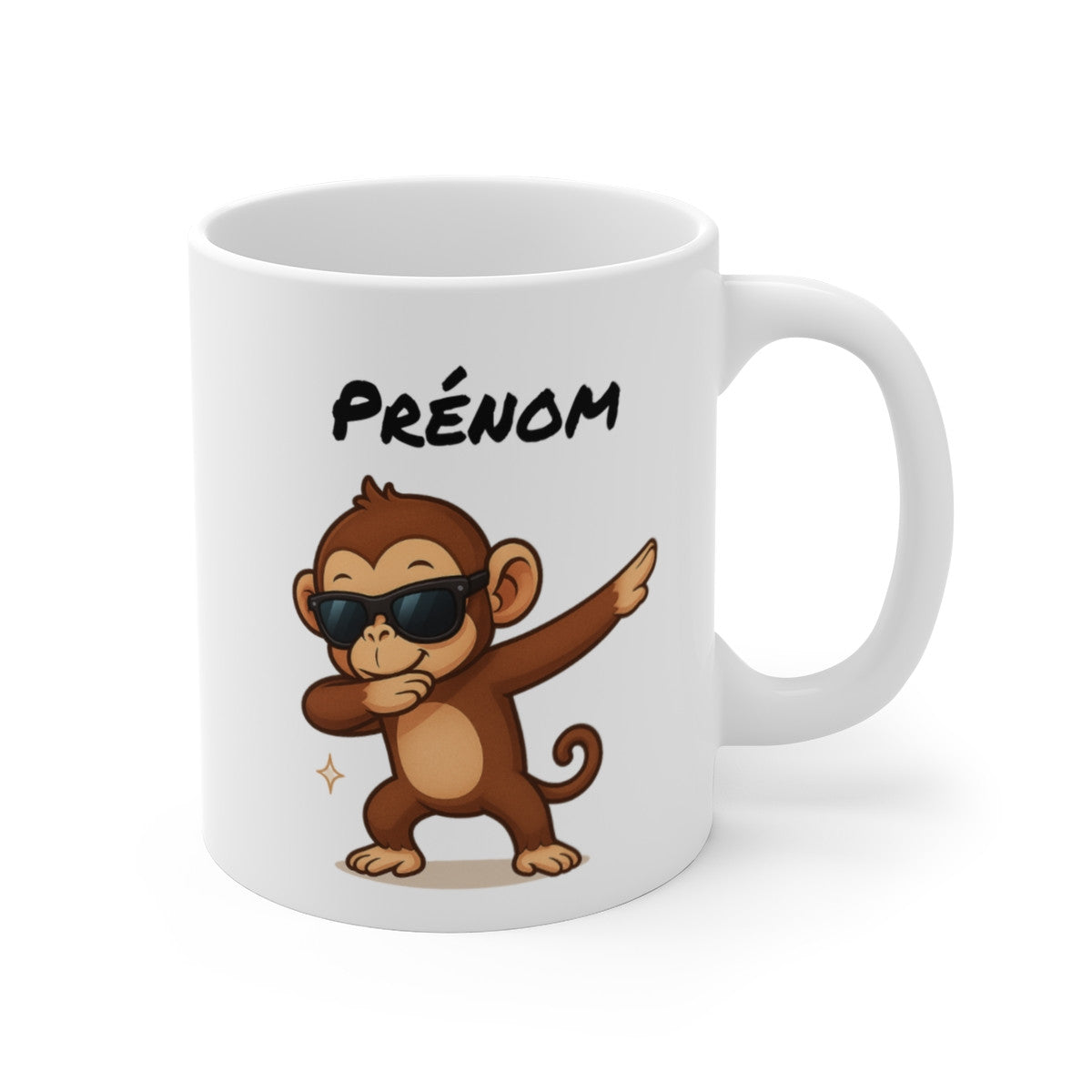 Tasse Singe Dab avec Prénom – Mug Rigolo Personnalisé pour Enfant, Ado ou Fan de Singes – 325 ml
