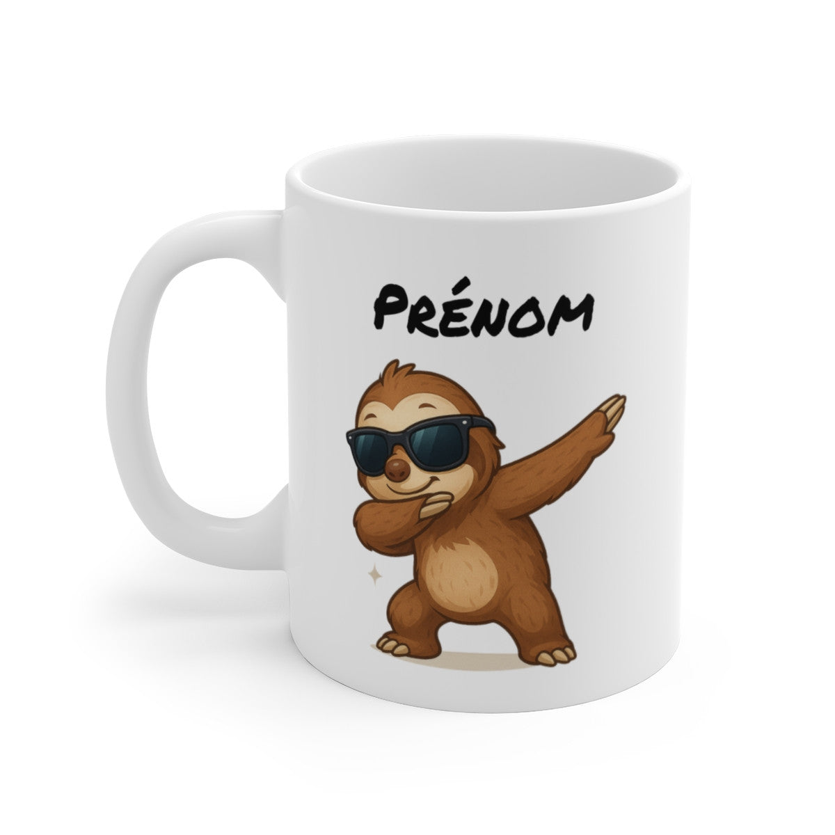 Mug Paresseux Dab Personnalisé – Tasse Fun avec Prénom – Cadeau Original pour Fan d’Animaux Trop Chou