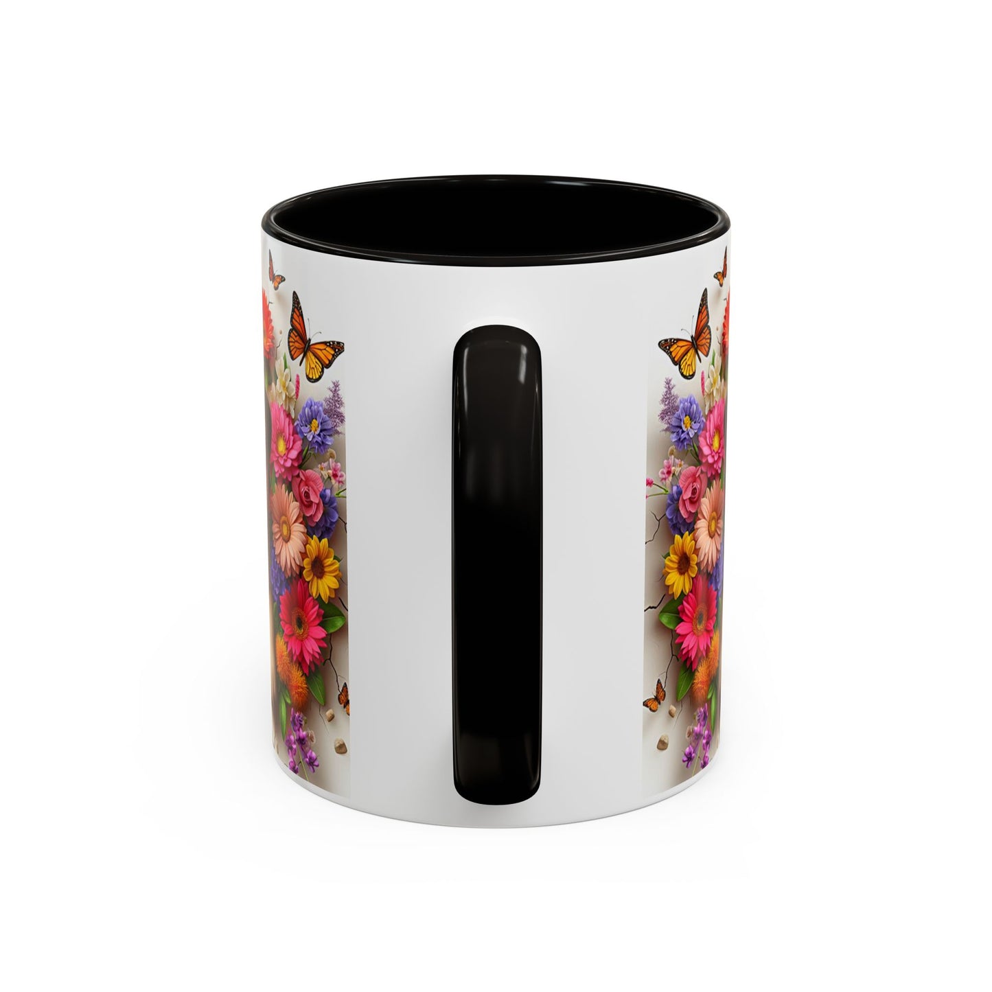 Mug Carlin Kawaii – Tasse Chiot Carlin avec Fleurs Colorées et Papillons – Cadeau Amoureux des Chiens 325ml