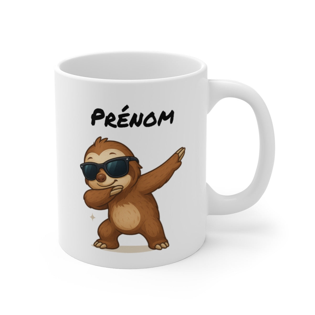 Mug Paresseux Dab Personnalisé – Tasse Fun avec Prénom – Cadeau Original pour Fan d’Animaux Trop Chou
