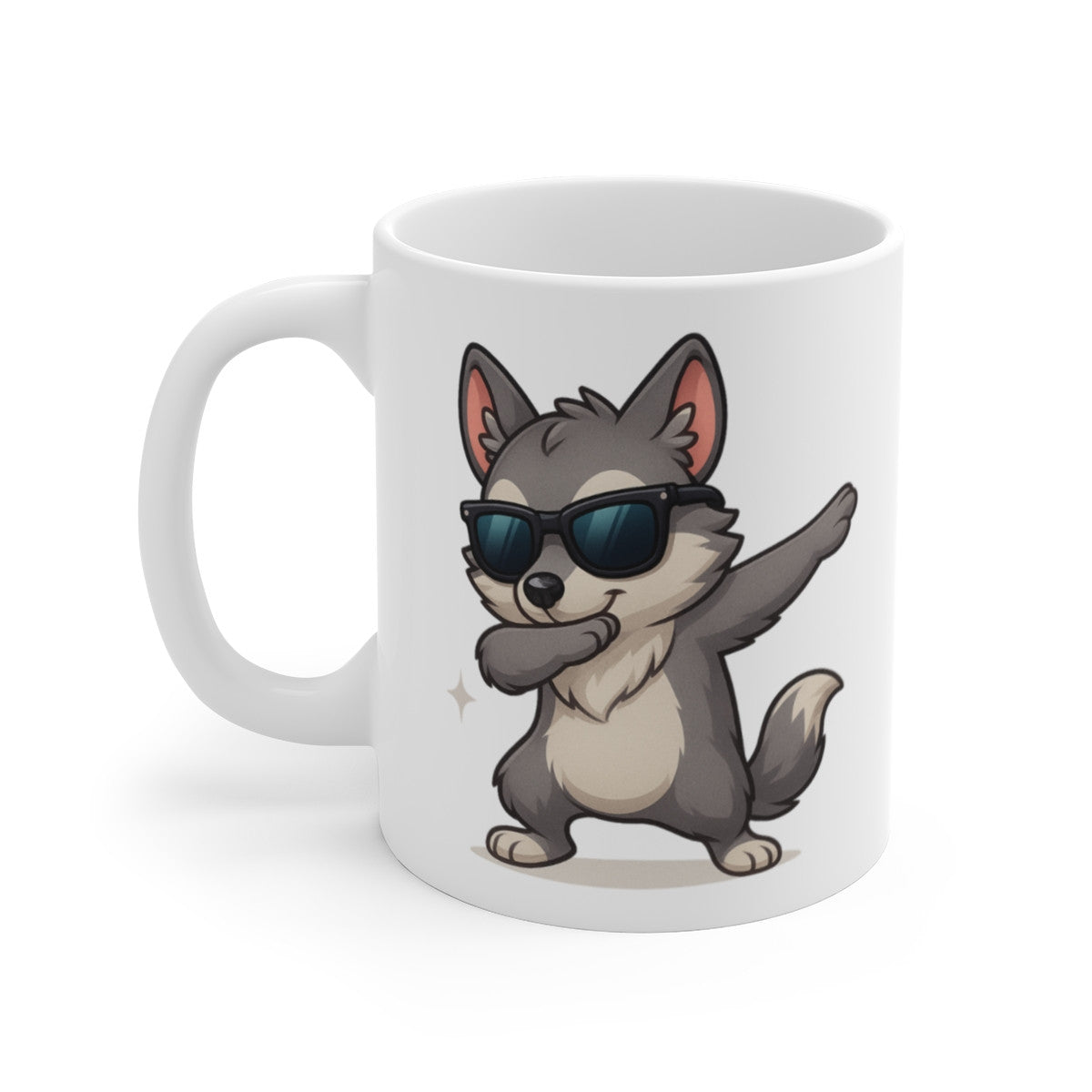 Tasse Loup Dab Stylé – Mug Humour Animal Sauvage – Cadeau Original Homme, Ado ou Fan de Loups