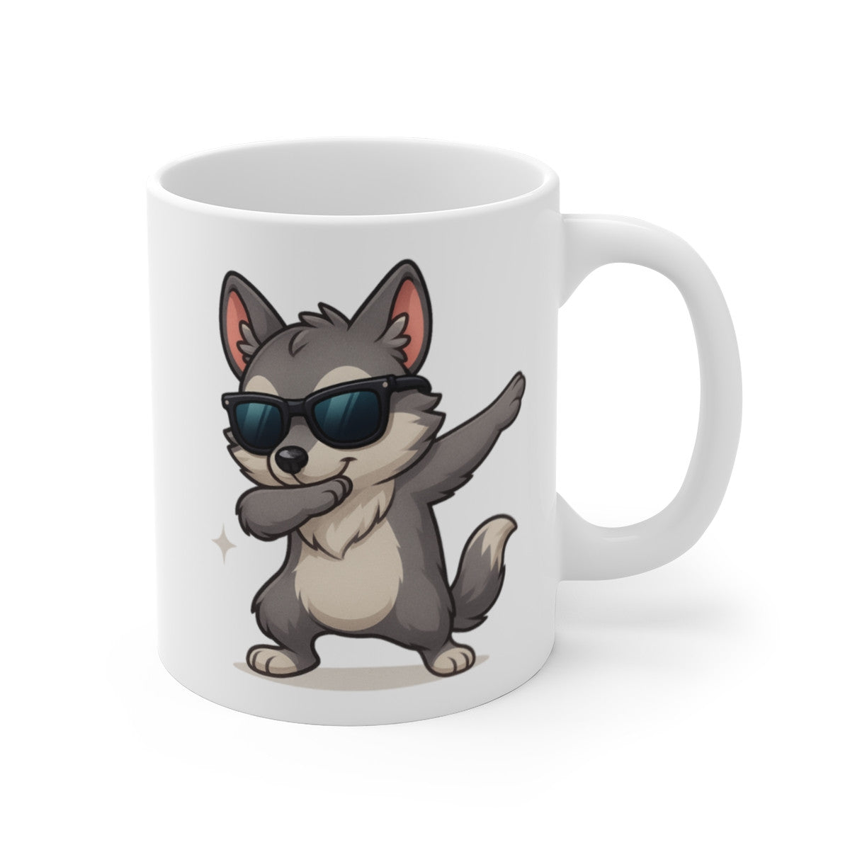 Tasse Loup Dab Stylé – Mug Humour Animal Sauvage – Cadeau Original Homme, Ado ou Fan de Loups