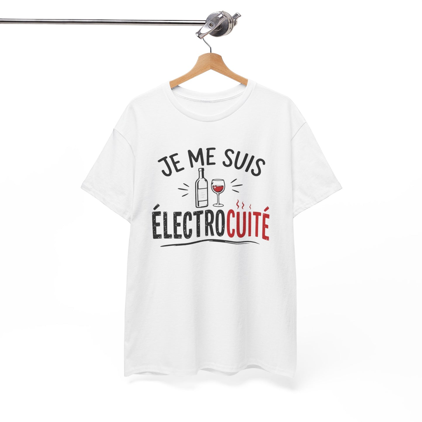 T-Shirt Je Me Suis Électrocuté – Tee Shirt Humour Vin Drôle Apéro – Cadeau Original Amateur de Vin Homme Femme