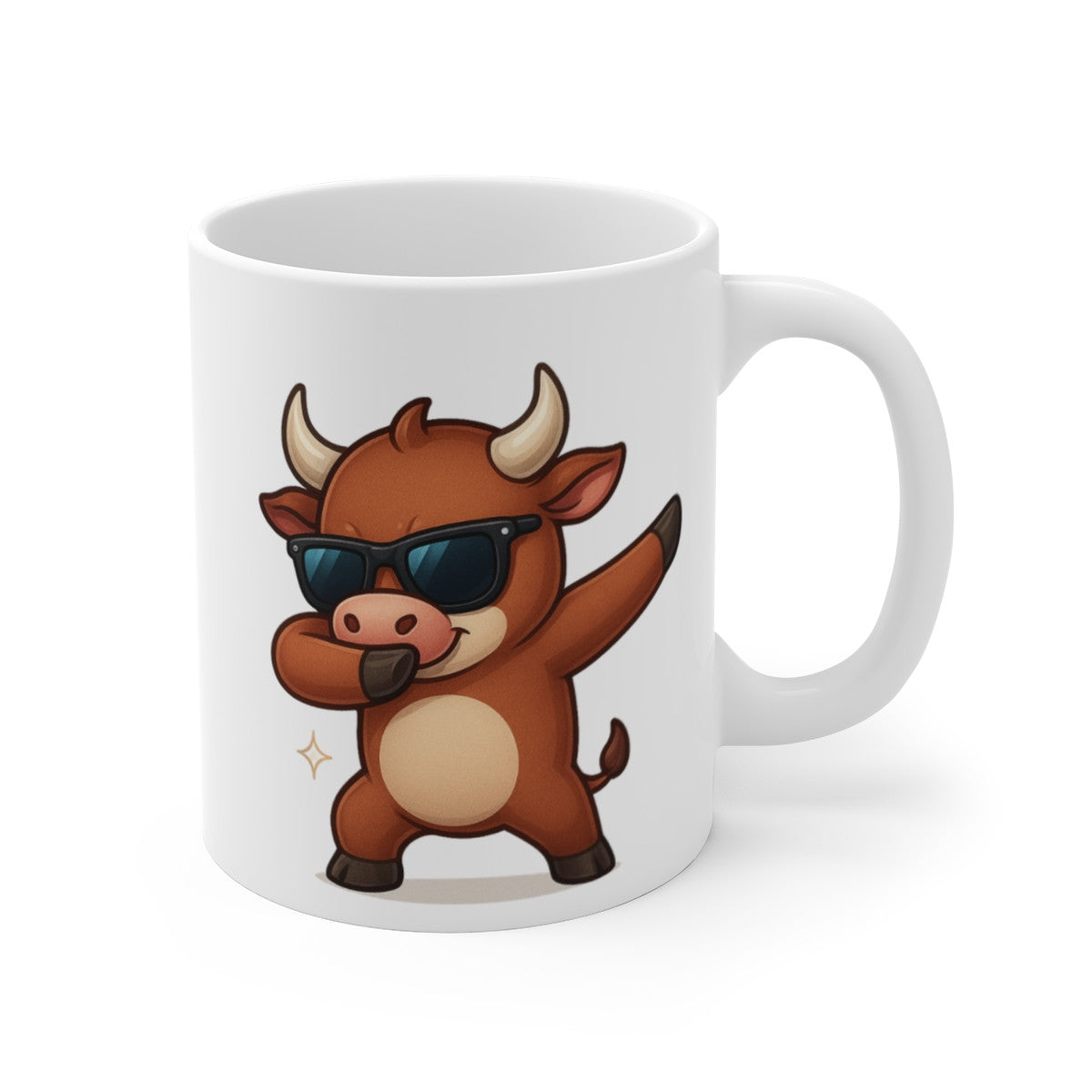 Tasse Taureau Rigolo – Mug Cartoon Dab – Cadeau Drôle Taureau Animal