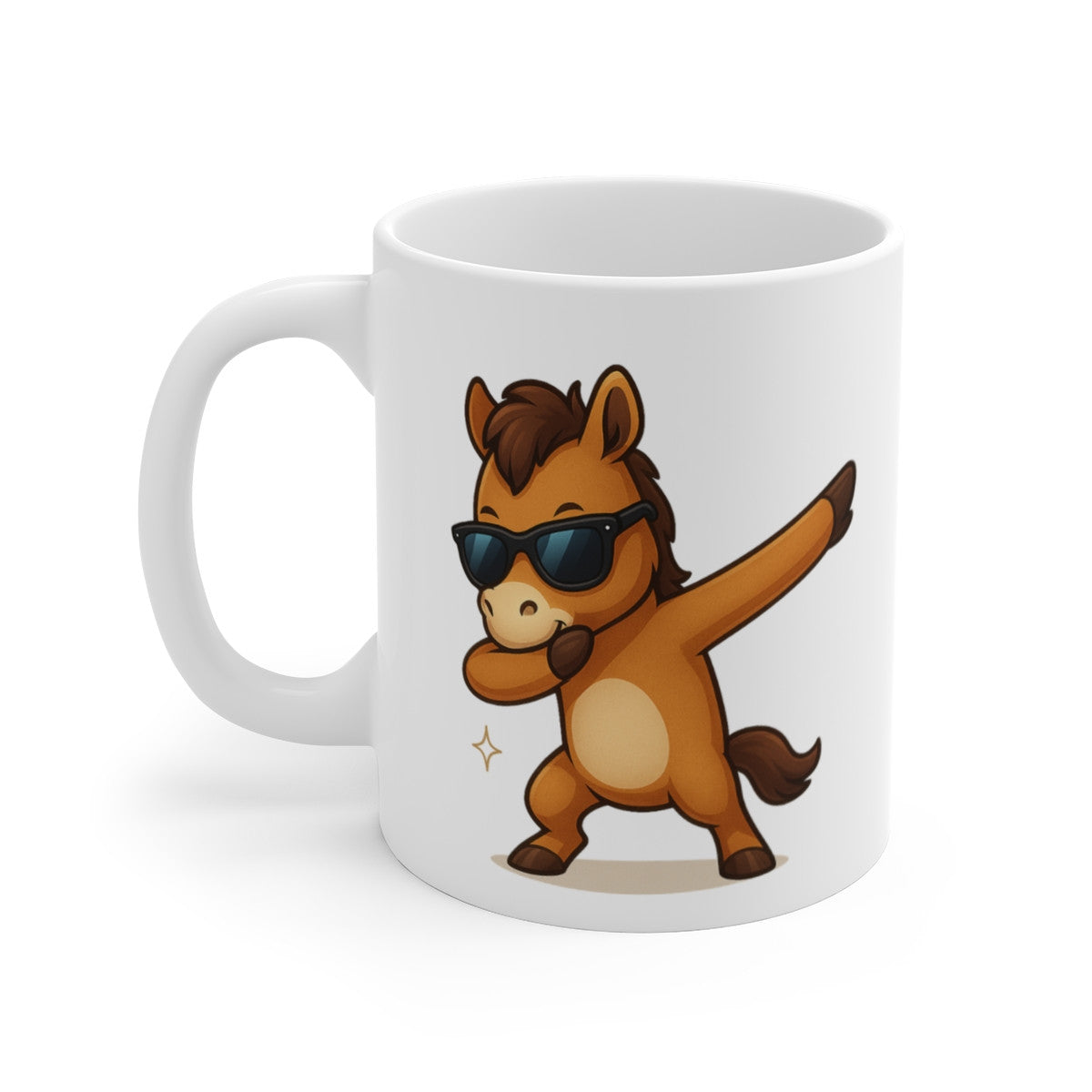 Tasse Cheval Cartoon Dab Drôle – Mug Humour Animal 325ml – Cadeau Original Fun Déco Bureau