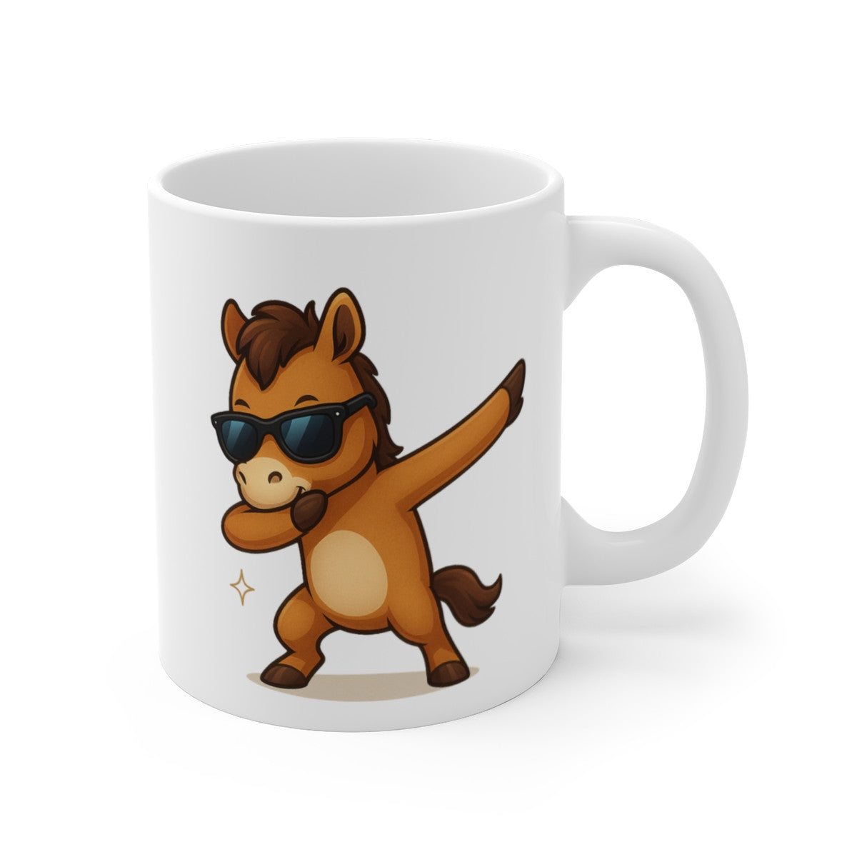 Tasse Cheval Cartoon Dab Drôle – Mug Humour Animal 325ml – Cadeau Original Fun Déco Bureau