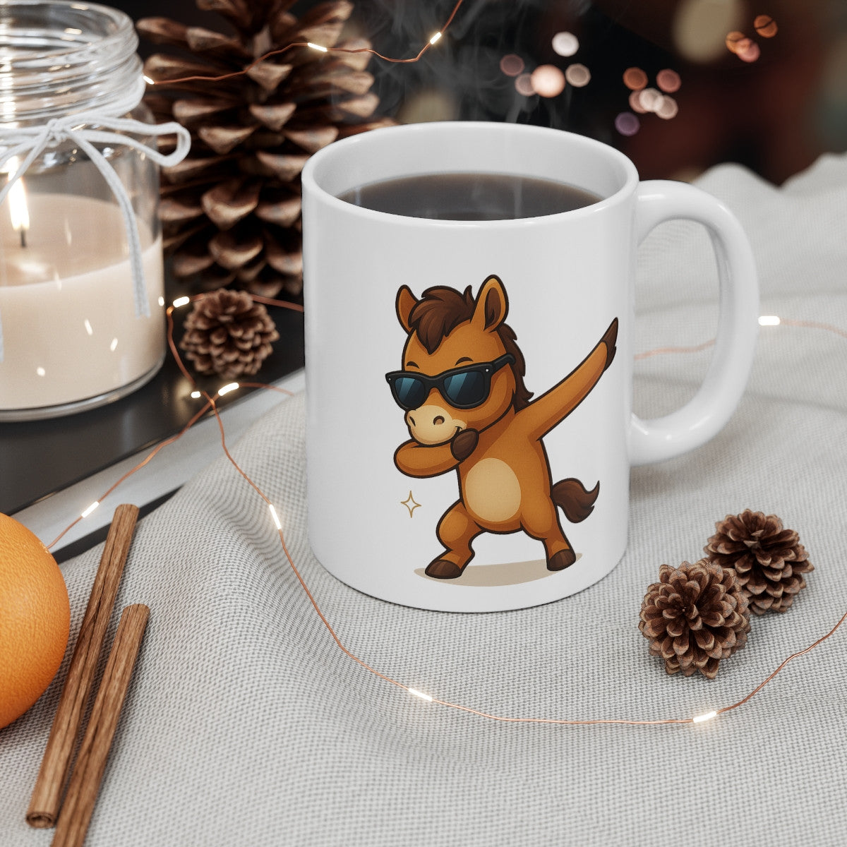 Tasse Cheval Cartoon Dab Drôle – Mug Humour Animal 325ml – Cadeau Original Fun Déco Bureau