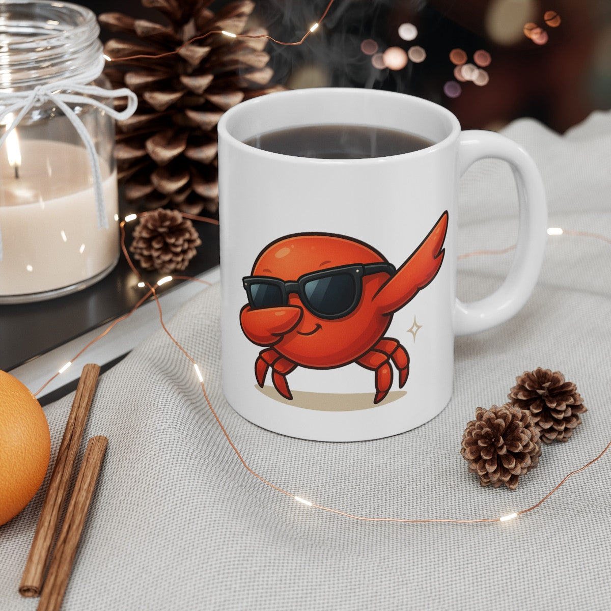 Tasse Crabe Drôle Dab Cartoon – Mug Humour Marin 325ml – Cadeau Fun Original Été Vacances