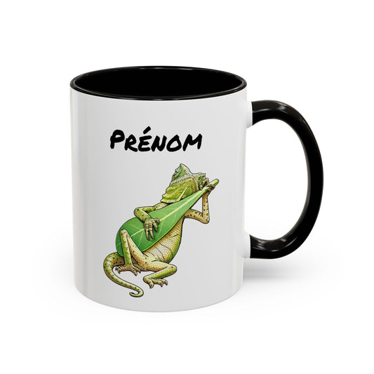 Tasse Iguane Guitare Personnalisable 325ml – Mug Céramique Animal Musicien Tropical Prénom Cadeau Original