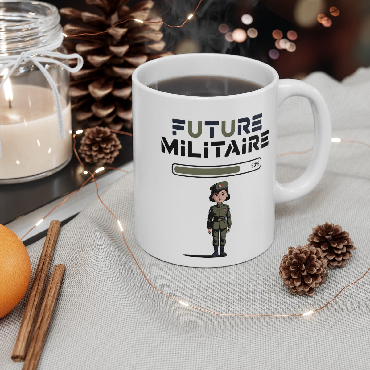 Tasse Future Militaire Fille – Mug Métier Armée 325ml – Cadeau Motivation Jeune Femme Soldat