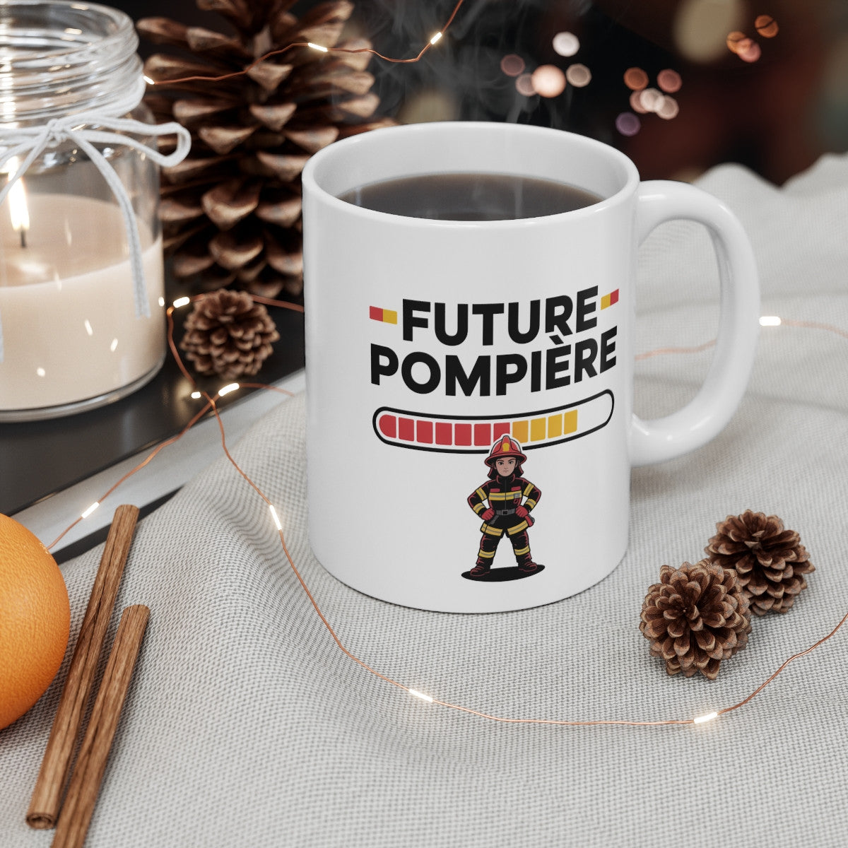 Tasse Future Pompière Fille – Mug Métier Pompier 325ml – Cadeau Courage Jeune Secouriste Incendie