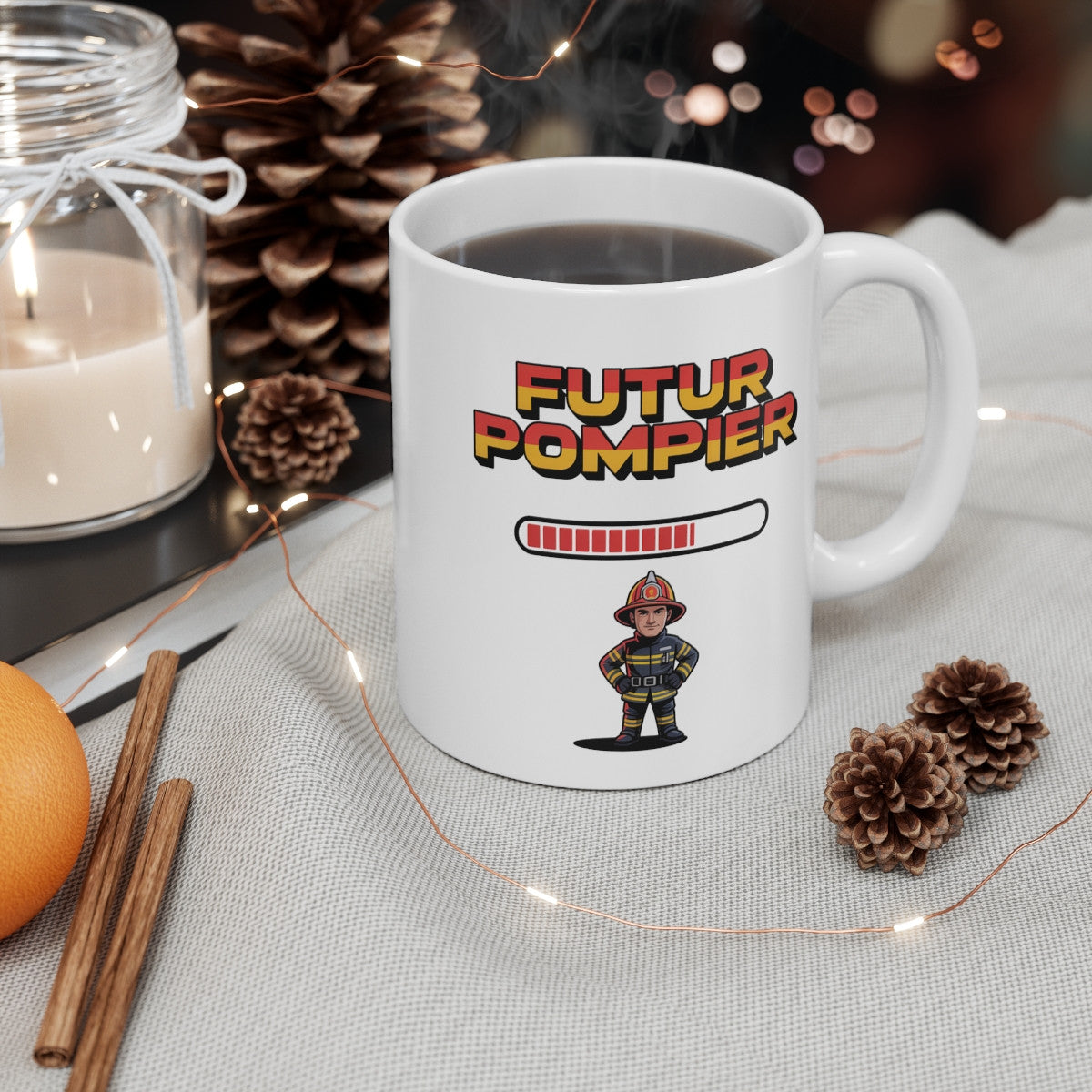 Tasse Futur Pompier Garçon – Mug Métier Incendie 325ml – Cadeau Jeune Secouriste Héros du Feu