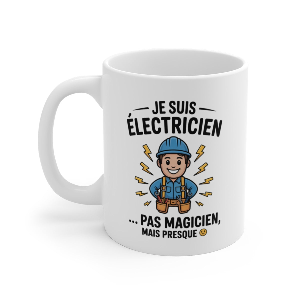Tasse Électricien Drôle – Mug Métier BTP 325ml – Cadeau Humour Chantier Artisan Outils