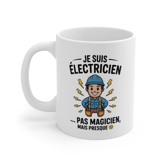Tasse Électricien Drôle – Mug Métier BTP 325ml – Cadeau Humour Chantier Artisan Outils