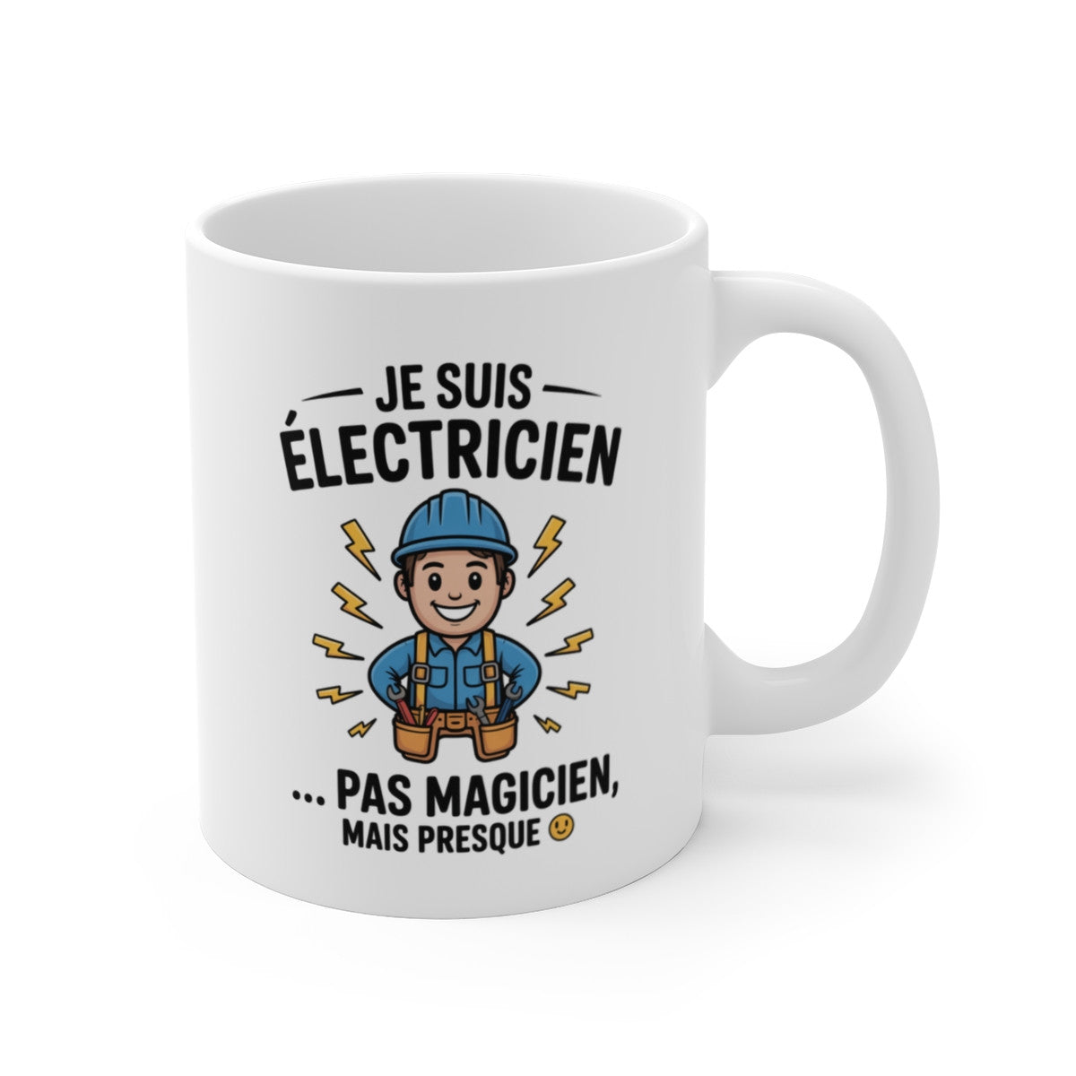 Tasse Électricien Drôle – Mug Métier BTP 325ml – Cadeau Humour Chantier Artisan Outils