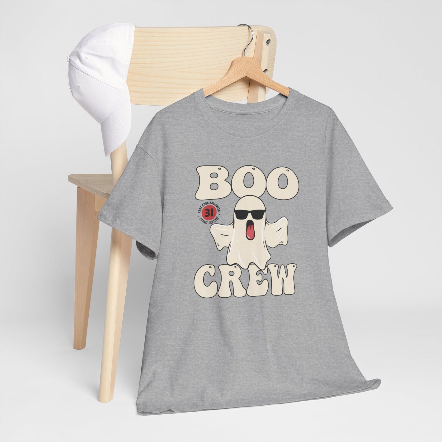 T-Shirt Halloween Homme et Femme Blanc et Gris – Fantôme Humour Effrayant – Cadeau Fête Halloween