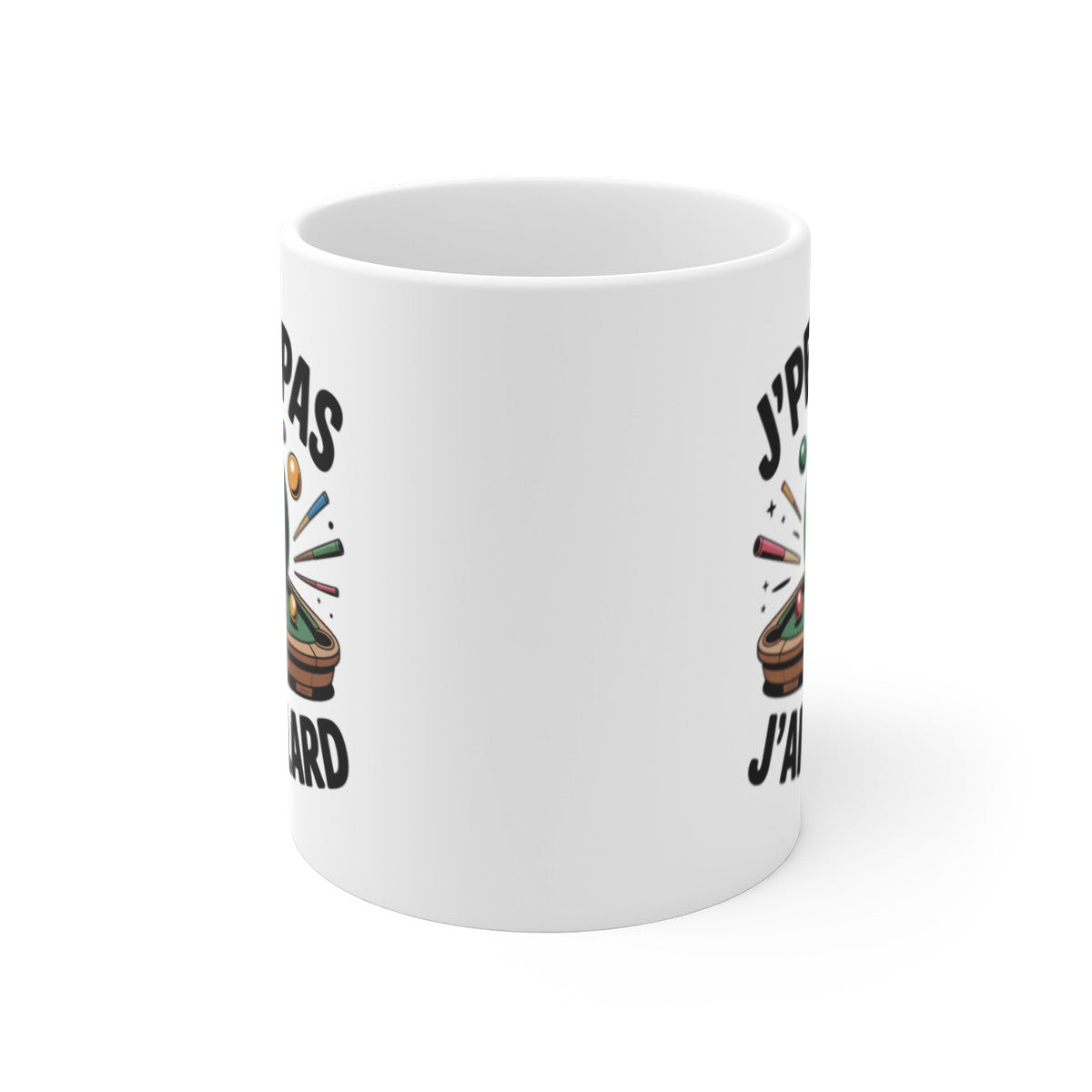 Tasse J’peux Pas J’ai Billard Cartoon – Mug Humour Balle Souriante 325ml – Cadeau Fun Snooker Pool Jeune